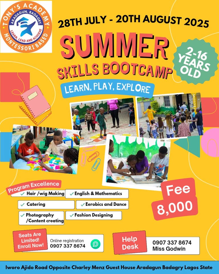 Bring Your Kids To The Summer Skills Bootcamp In Iddo, Lagos Summer Skills Bootcamp Iddo 2025